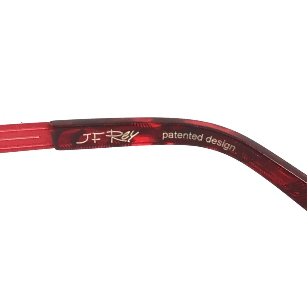 J.F. Rey Eyeglasses Frames JF2574 3035 Red Black Demi Half Rim Cat Eye 54-17-136